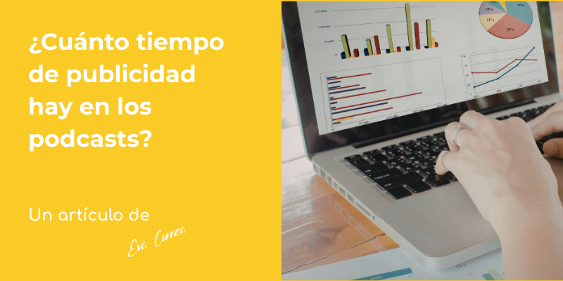 Análisis de datos sobre publicidad en podcasts mostrado en un ordenador con gráficos de métricas de audiencia y monetización.