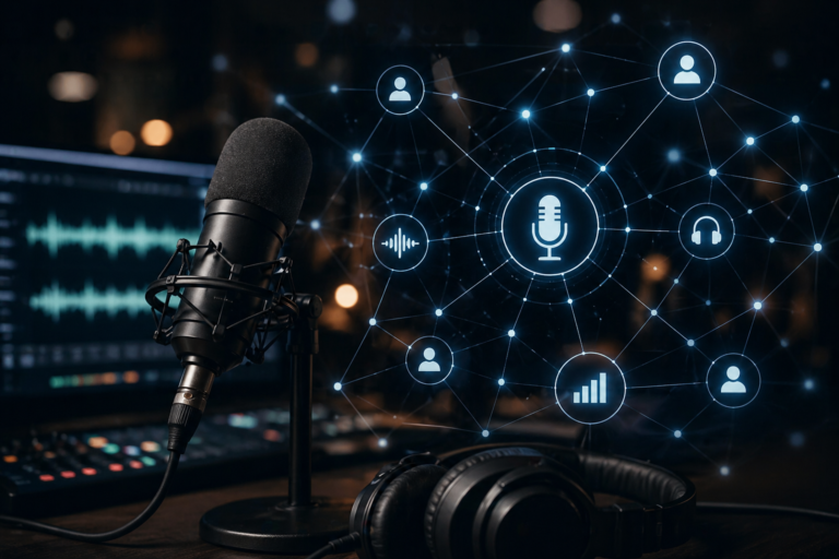 resultados publicidad en podcast micrófono y nodos digitales audio marketing
